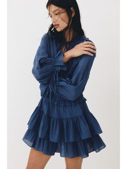 H&M - Women Blue Flounced cotton dress