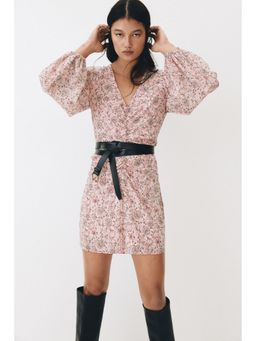 H&M - Women Pink Button-detail crinkled dress