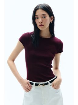 H&M - Women Red Fine-knit T-shirt