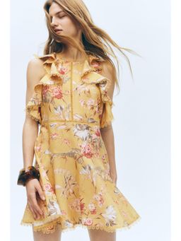H&M - Women Yellow Linen-blend dress