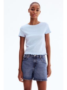 H&M - Women Blue Pointelle jersey top