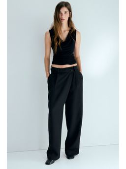 H&M - Women Black Wrapover tailored trousers