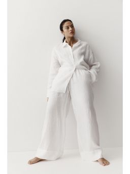 H&M - Women White Wide linen trousers