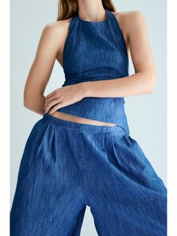 H&M - Women Blue Denim halterneck top