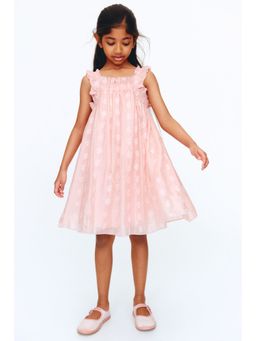 H&M - Girls Pink Frill-trimmed jacquard dress