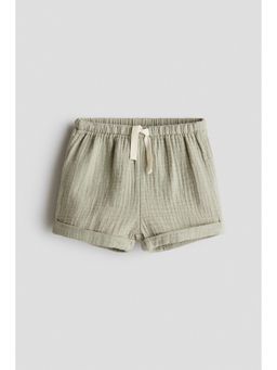 H&M - Boys Green Cotton muslin shorts