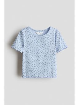 H&M - Girls Blue Ribbed jersey top