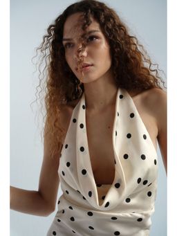 H&M - Women Beige Halterneck satin dress