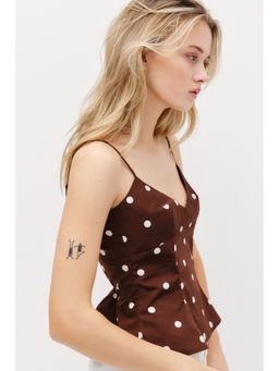 H&M - Women Brown Peplum strappy top
