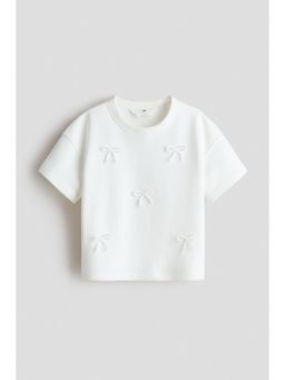 H&M - Girls White Motif-detail T-shirt