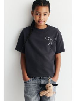 H&M - Girls Grey Motif-detail T-shirt