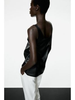 H&M - Women Black Coated vest top