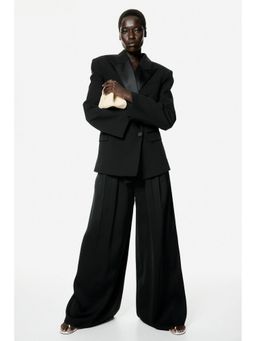 H&M - Women Black Belted pleat-detail trousers