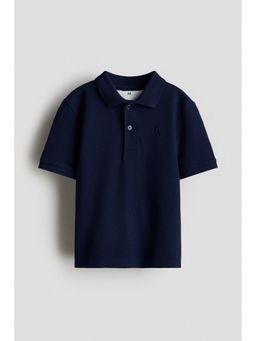 H&M - Boys Blue Embroidered-motif piqu Polo T-shirt