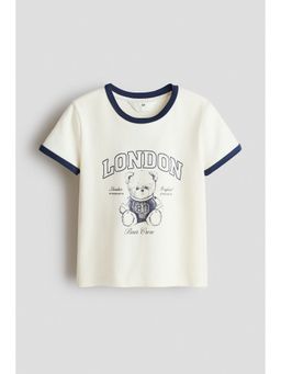 H&M - Girls White Printed T-shirt
