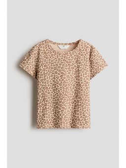 H&M - Girls Beige Printed T-shirt