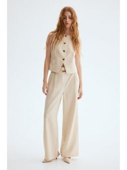 H&M - Women Beige Wide belted trousers