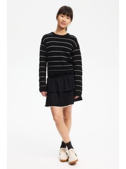H&M - Girls Black Picot-trimmed tiered skirt