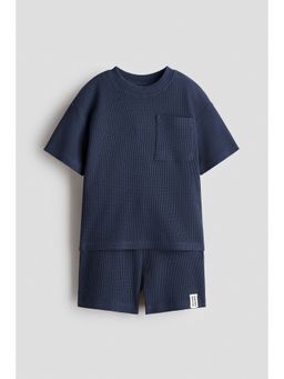 H&M - Boys Blue 2-piece waffled cotton set