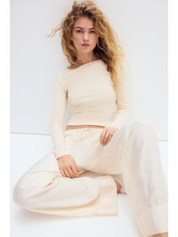 H&M - Women Beige Draped boat-neck top