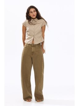 H&M - Women Beige Drawstring-detail shirt