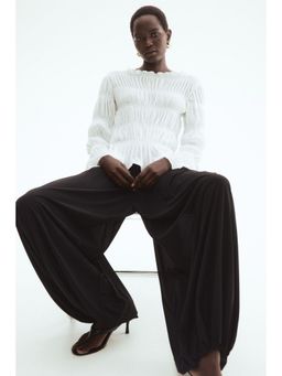 H&M - Women White Smocked boat-neck top