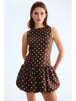 H&M - Women Brown Bubble-hem dress