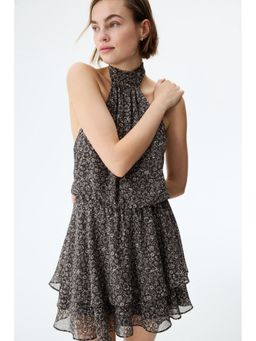 H&M - Women Grey Chiffon halterneck dress
