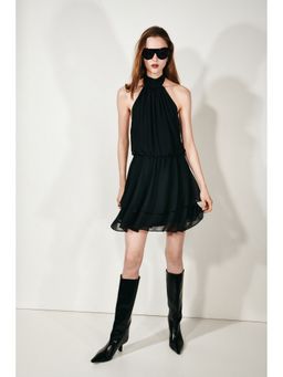 H&M - Women Black Chiffon halterneck dress