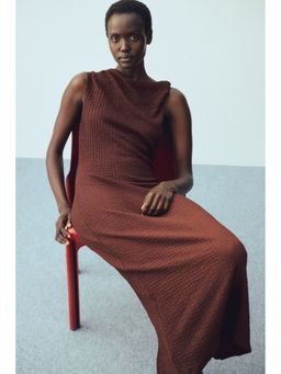 H&M - Women Brown Textured jersey dress