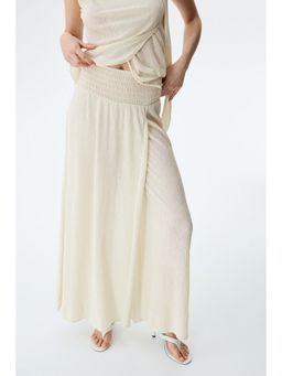 H&M - Women Beige Crinkled wrapover trousers