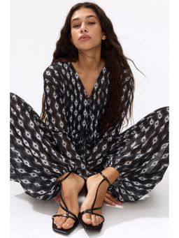 H&M - Women Black Tie-detail mesh blouse