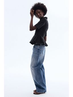 H&M - Women Black Poplin peplum shirt