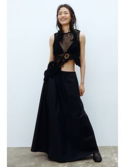 H&M - Women Black Cotton poplin maxi skirt