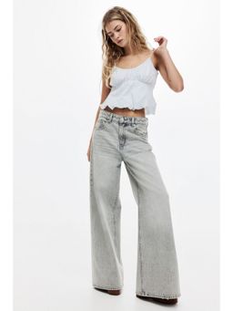 H&M - Women Blue Bubble-hem strappy top