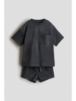 H&M - Boys Grey 2-piece ribbed terry set
