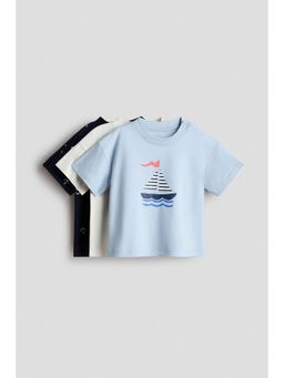 H&M - Boys Blue 3-pack cotton T-shirts