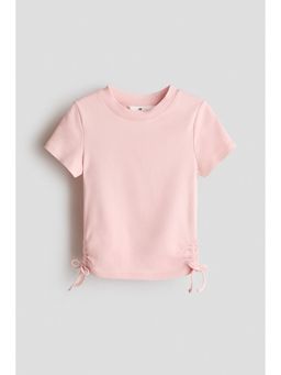 H&M - Girls Pink Drawstring-detail cotton top