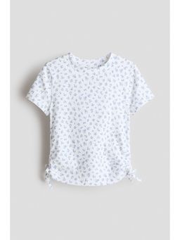 H&M - Girls White Drawstring-detail cotton top