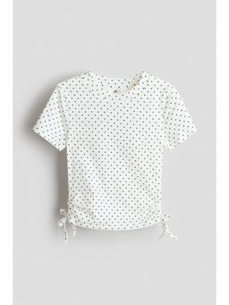 H&M - Girls White Drawstring-detail cotton top