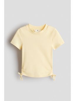 H&M - Girls Yellow Drawstring-detail cotton top