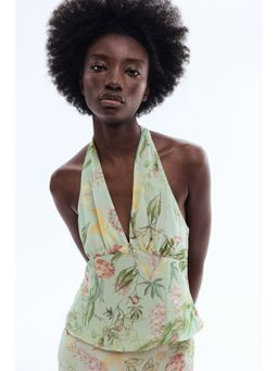 H&M - Women Multi-Color Viscose halterneck top