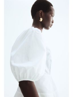 H&M - Women White Cotton peplum blouse