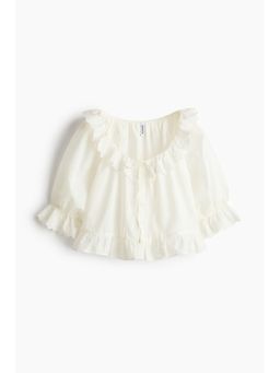 H&M - Women White Broderie anglaise cotton blouse