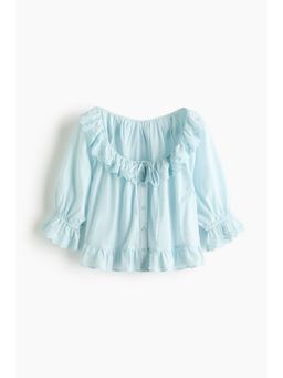 H&M - Women Turquoise Broderie anglaise cotton blouse