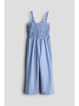 H&M - Girls Blue Smocked cotton jumpsuit