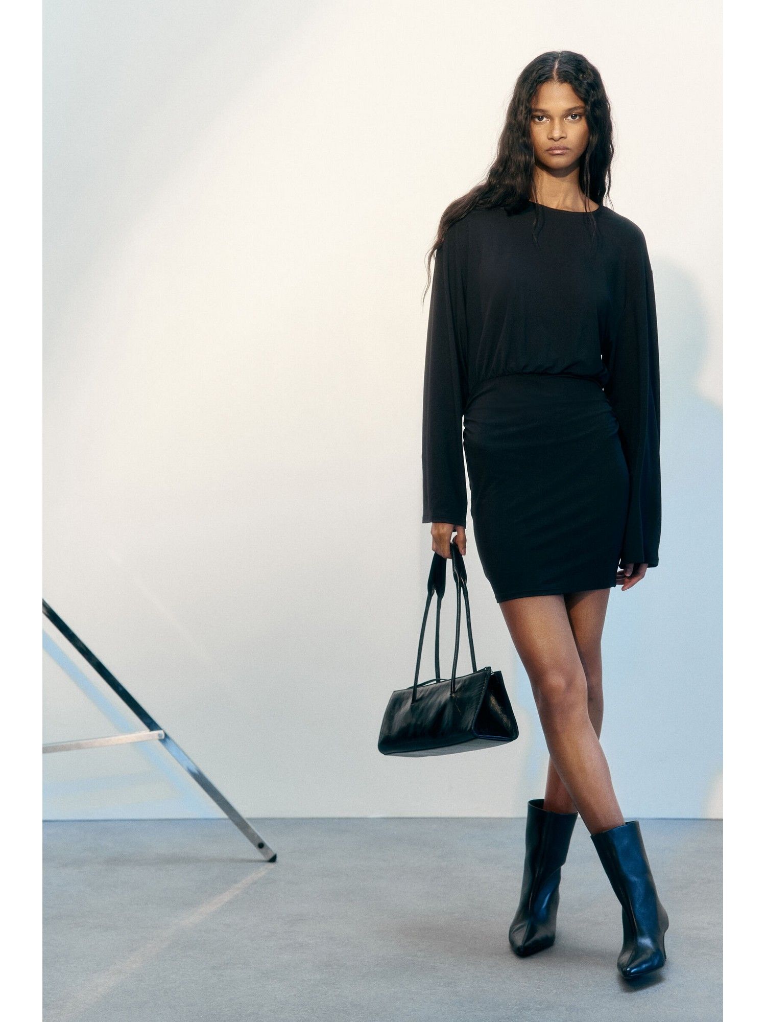h&m Women Black Long-sleeved jersey dress-picture-2