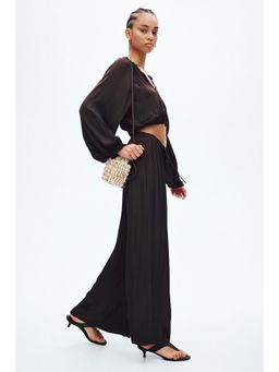 H&M - Women Brown Wide drawstring trousers