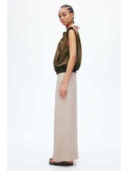 H&M - Women Beige Wide drawstring trousers
