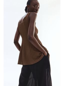 H&M - Women Brown Textured peplum top